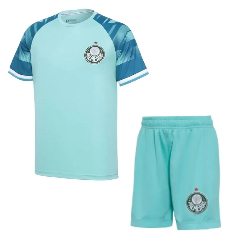 Kit Palmeiras Goleiro Iii Infantil (camisa + Calção) Aqua