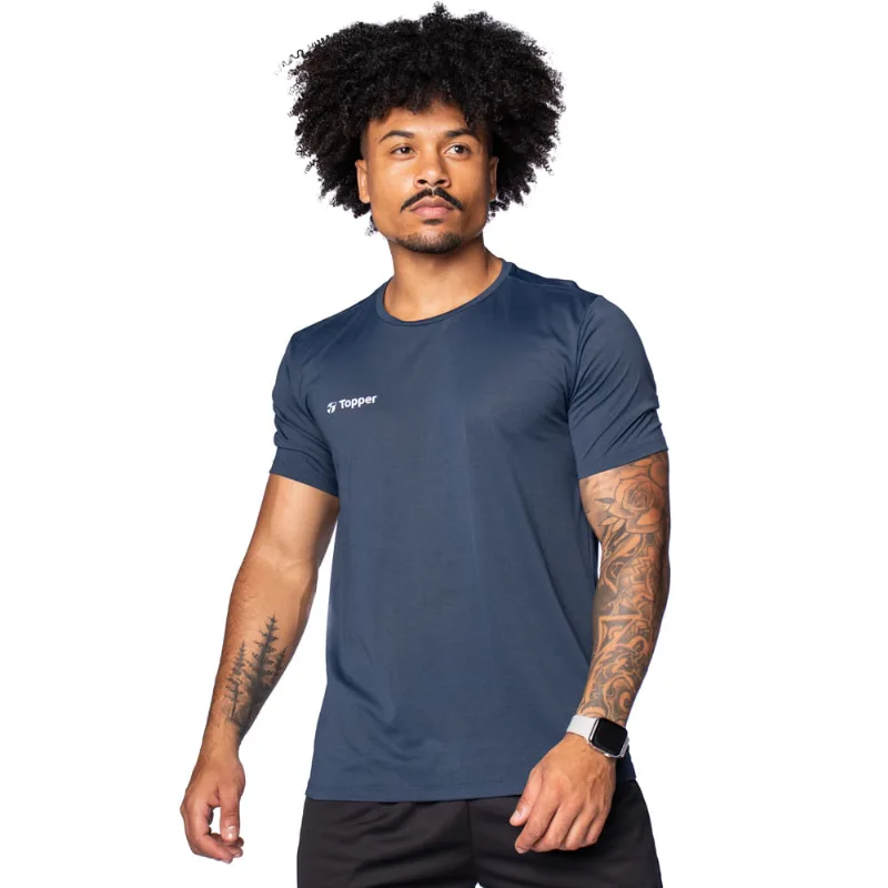 Camiseta Masculina Topper Treino Performance Mescla Marinho - GG