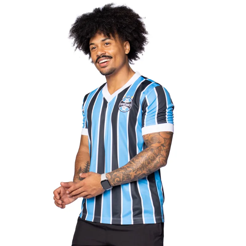 Camiseta Masculina Betel Grêmio Tricolor Azul/Preto - GG