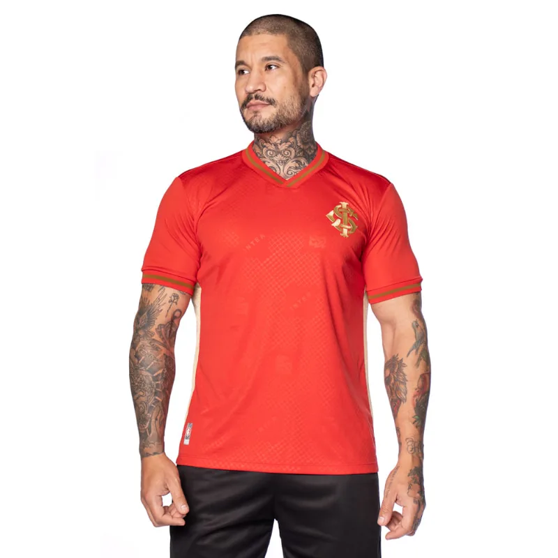 Camiseta Masculina Betel internacional Gold Oficial com Textura Vermelha - G