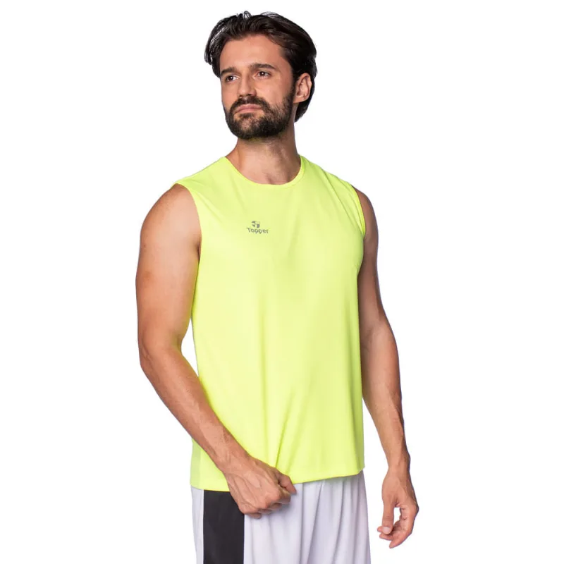 T-Shirt Masculina Topper Sem Manga Classic Verde Neon - M