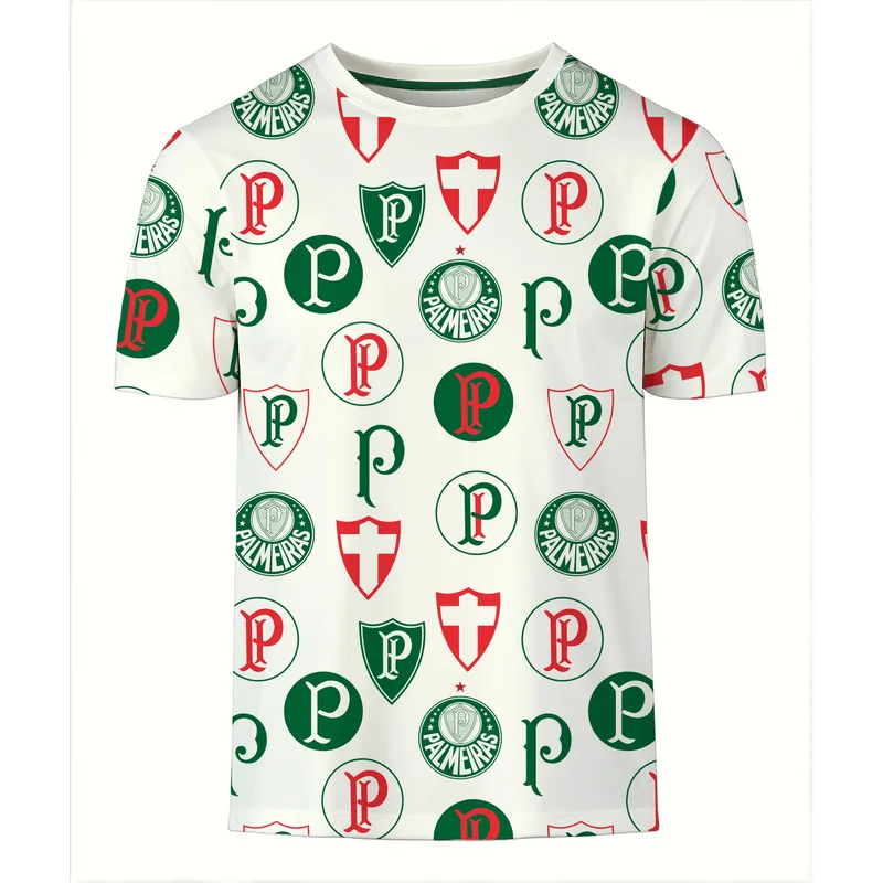 T-Shirt Logos Palmeiras Masculina - Branco - GG