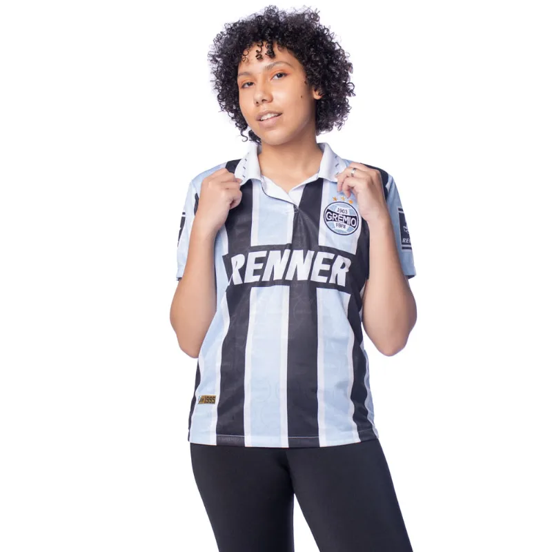 Camisa Feminina Betel Gremio Retrô Azul/Branco/Preto - GG