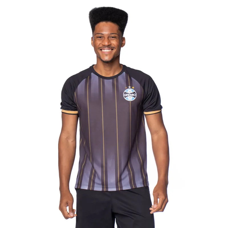 Camiseta Masculina Betel Grêmio Degradê Preto/Cinza - G