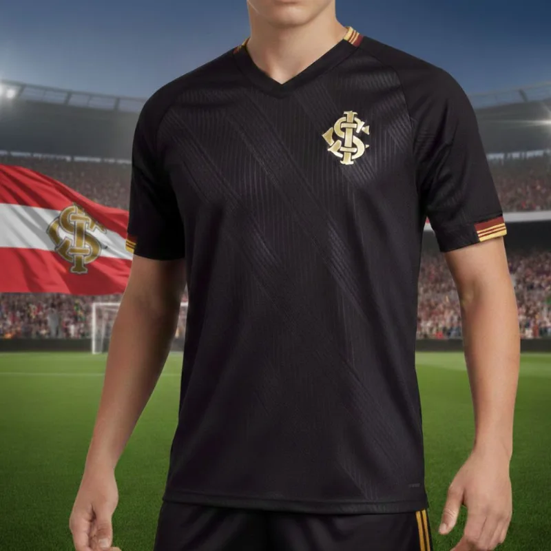 Camiseta Masculina Betel Inter Gold II Gola V Preto/Dourado - GG