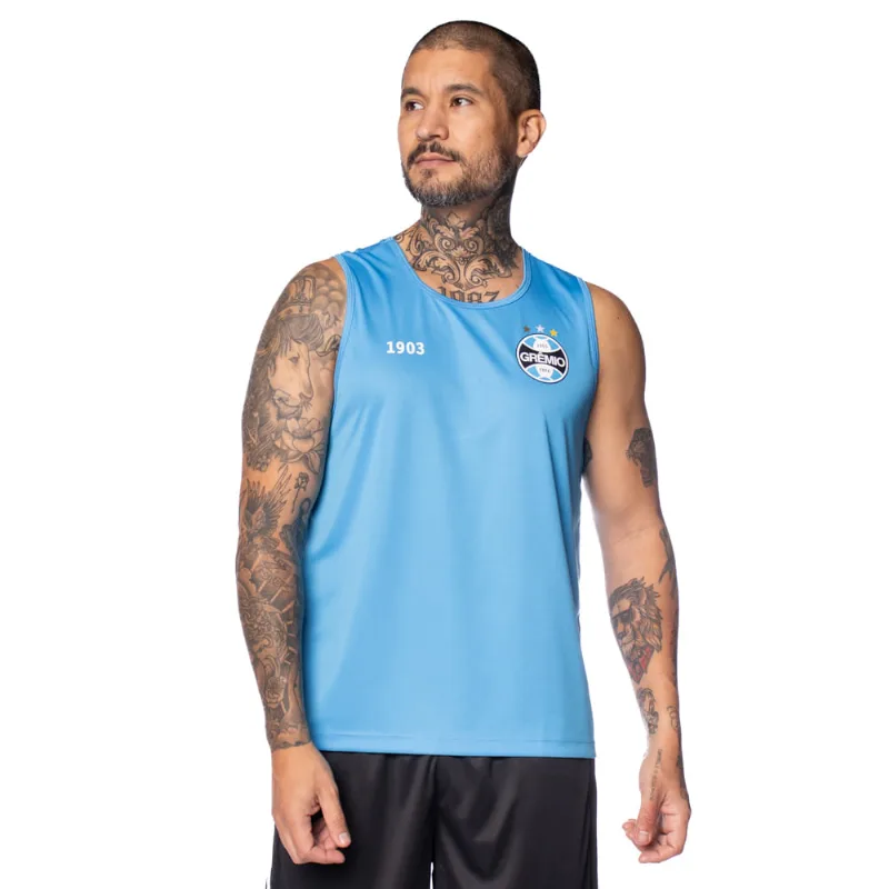 Regata Masculina Betel Grêmio Basic II Azul/Branco - GG