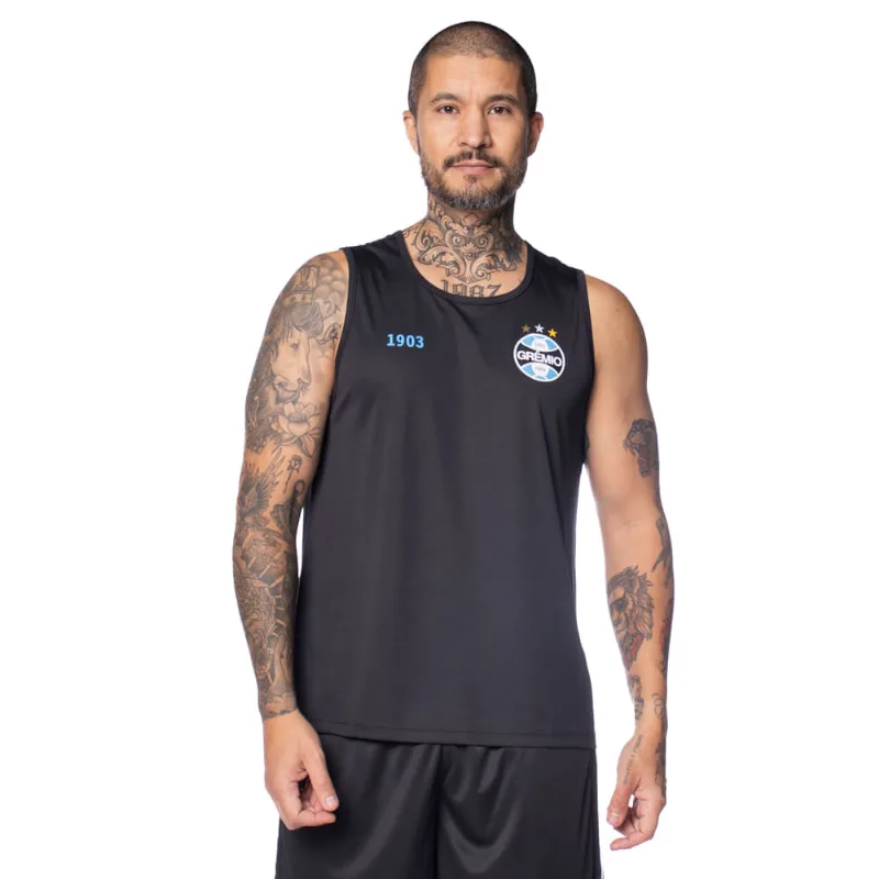 Regata Masculina Betel Grêmio Basic II Preto/Azul - G