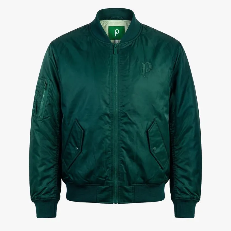 Jaqueta Bomber Palmeiras Heritage Masculina - Rain Forest/White Jade - P