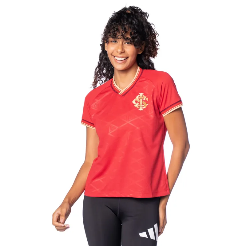 Camiseta Feminina Betel Inter Gold Losango Vermelho/Dourado - GG