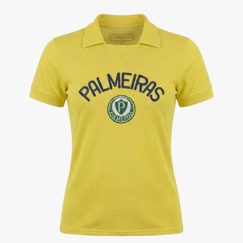 Camiseta Palmeiras Retrô Brasil Feminina - Amarelo - GG