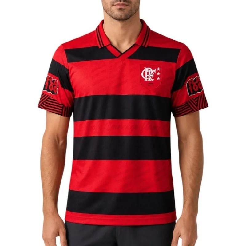 Camisa Betel Flamengo Retrô Masculina M / Preto e Vermelho