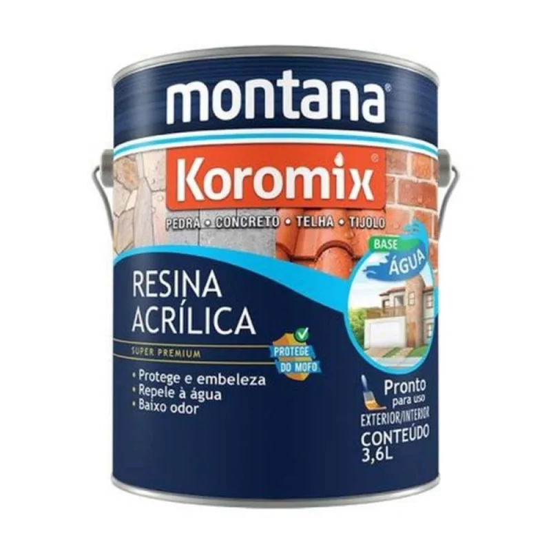 Resina Acrílica Incolor Montana 3,6 Litros - Proteção para Pedra, Concreto, Telha e Tijolo
