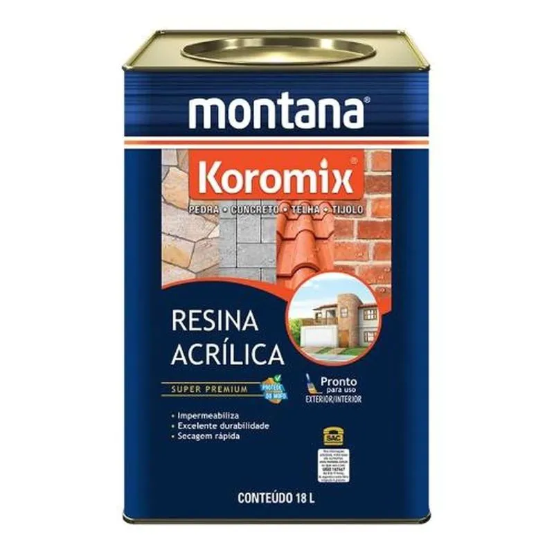 Resina Acrílica Incolor Montana 18 Litros - Impermeabilizante Para Pedra, Concreto, Telha E Tijolo