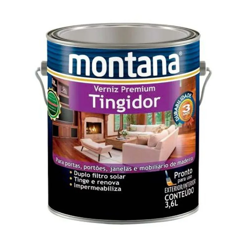 Verniz Marítimo Tingidor Acetinado Imbuia 3,6 Litros - Montana - Proteção E Renovação Para Madeira - MONTANA