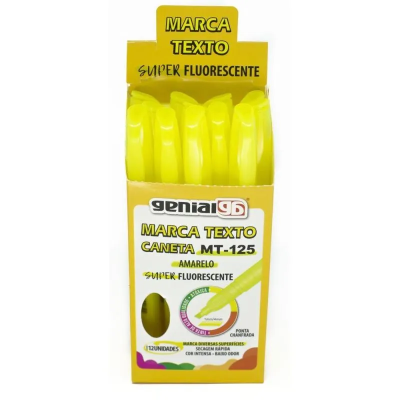 Caneta Marca Texto Mt-125 Amarelo