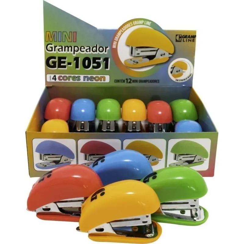 Grampeador Mini Ge-1051 Genial 4 Tons Neon (s)