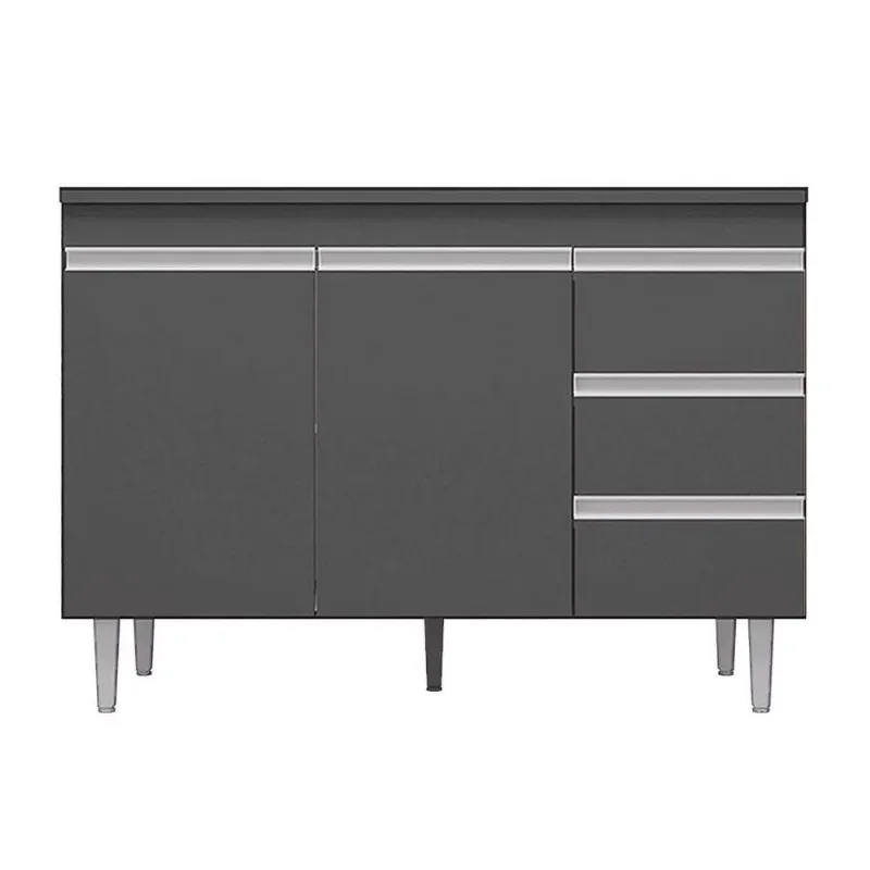 Balcão Gabinete Cozinha Andreia 120cm 2 Porta Ajl Móveis S-t Cinza