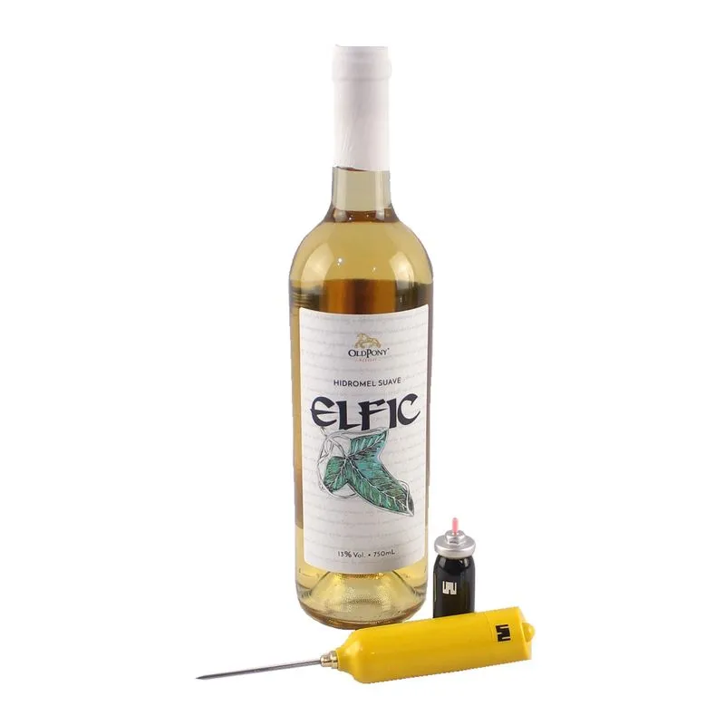 Kit Hidromel Elfic Com Saca Rolhas Automático Amarelo