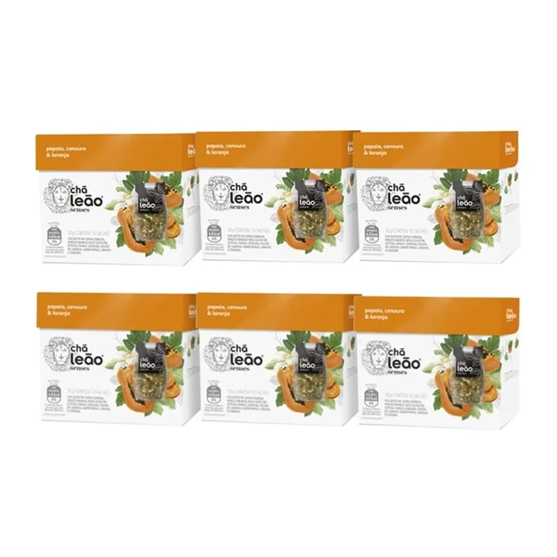Kit Chás De Papaia, Cenoura E Laranja 60 Sachês - Leão Senses