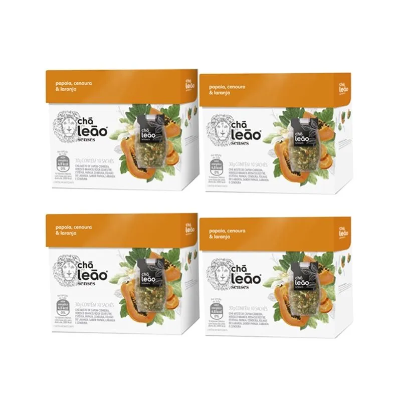 Kit Chás De Papaia, Cenoura E Laranja 40 Sachês - Leão Senses