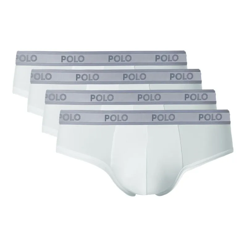 Kit Com 4 Cuecas Slip Sport Branca - Polo Match Gg