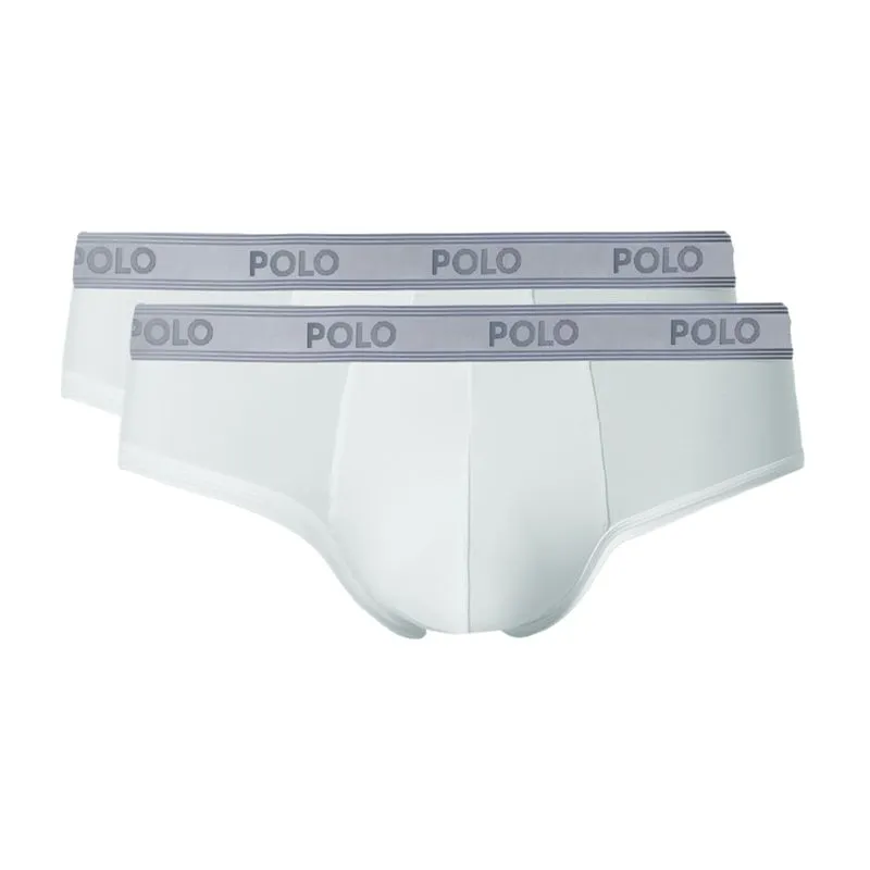 Kit Com 2 Cuecas Slip Sport Branca - Polo Match G
