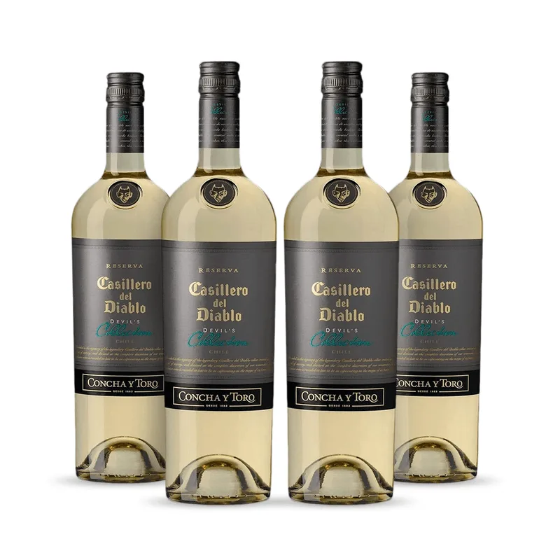 Kit com 4 Vinhos Branco Collection White Casillero Devil 750 ml - Concha Y Toro