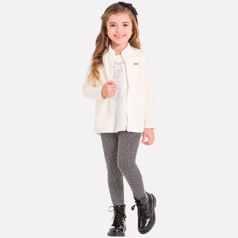 Conjunto Infantil Feminino Blusa + Legging + Colete Milon M6524.0452.4