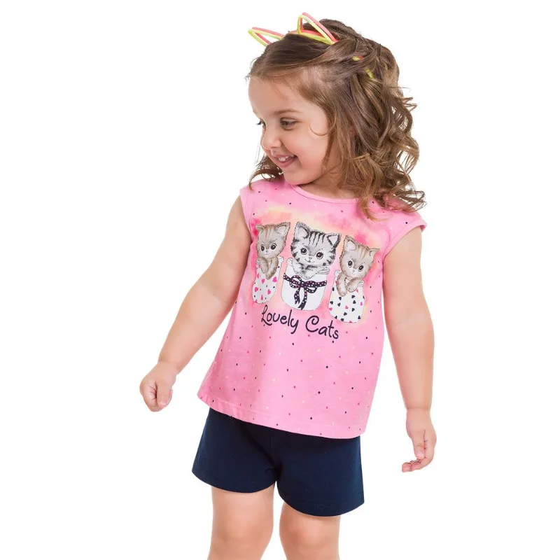 Conjunto Infantil Feminino Blusa + Short Kyly 109619.40077.1