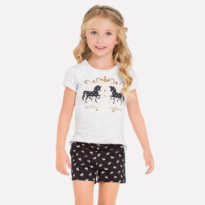 Conjunto Infantil Feminino Blusa + Short Milon 11727.40071.8