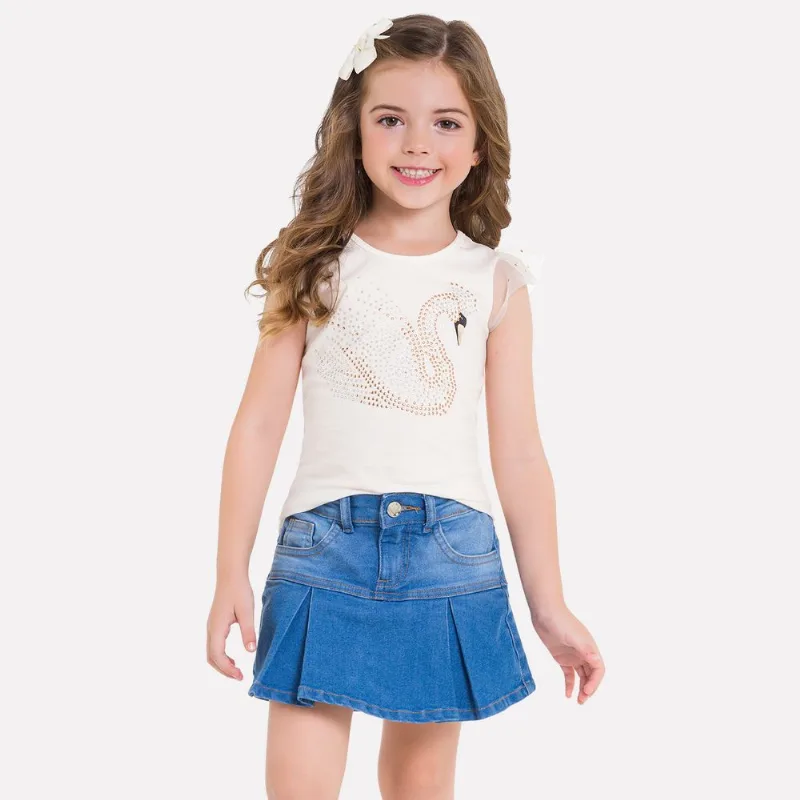 Saia Jeans Infantil Feminina Milon 11660.JEANS.1
