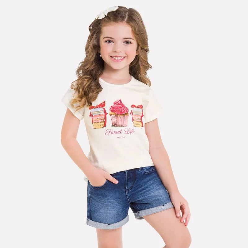 Short Infantil Feminino Milon Malha Jeans 11661.JEANS.12