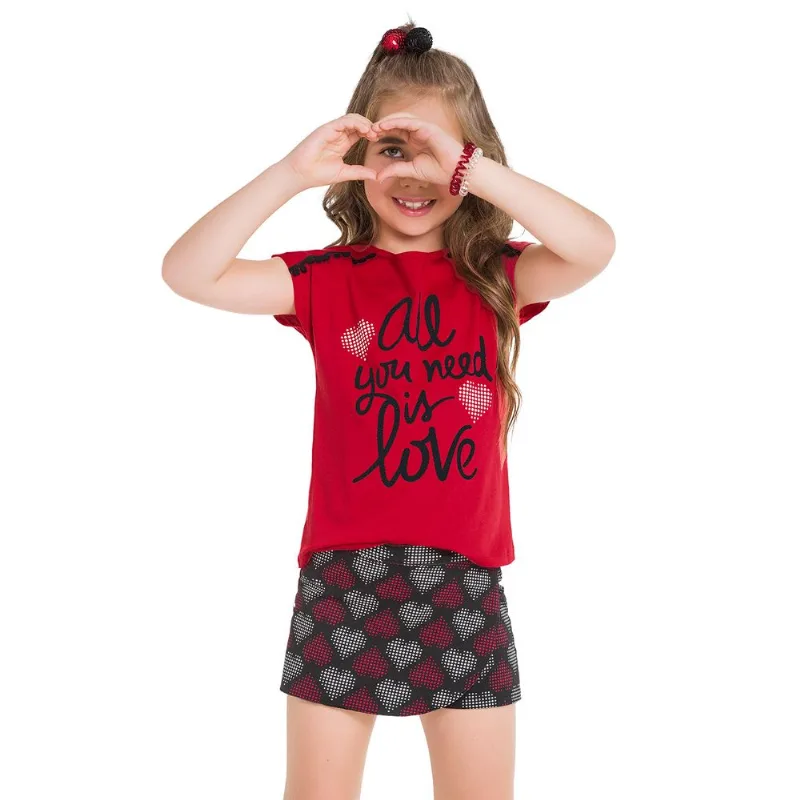 Conjunto Infantil Feminino Blusa + Short-Saia Kyly 109688.4372.4