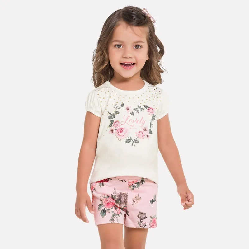 Conjunto Infantil Feminino Blusa + Short Milon 11667.6826.1