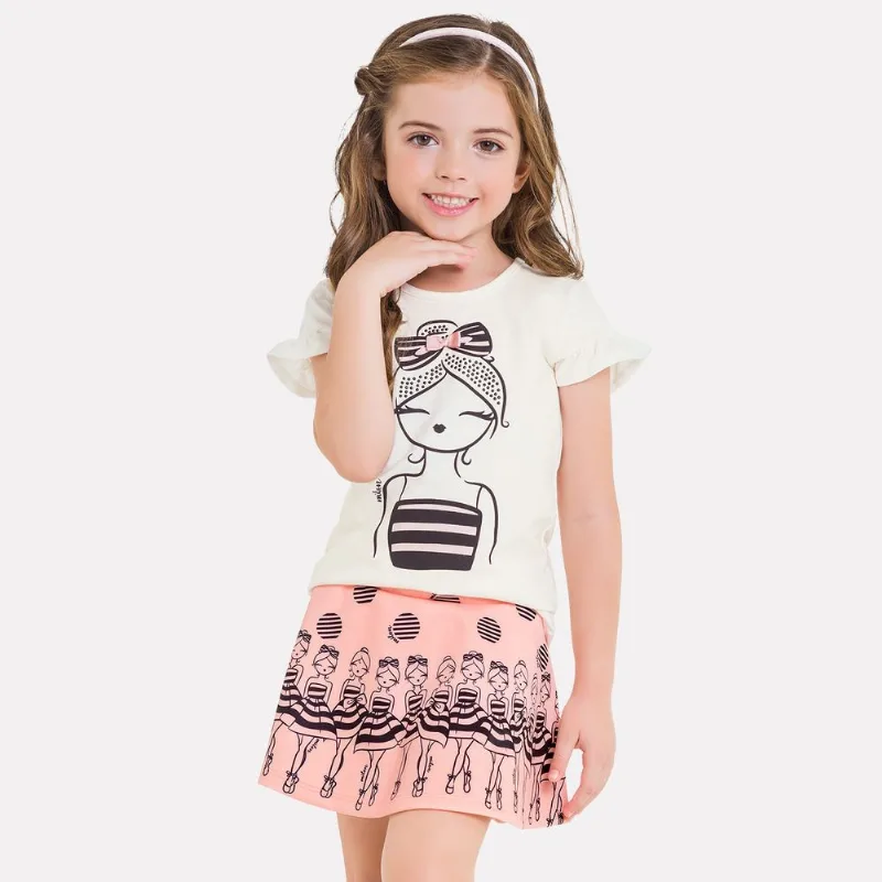 Conjunto Infantil Feminino Blusa + Saia Milon 11758.0452.4