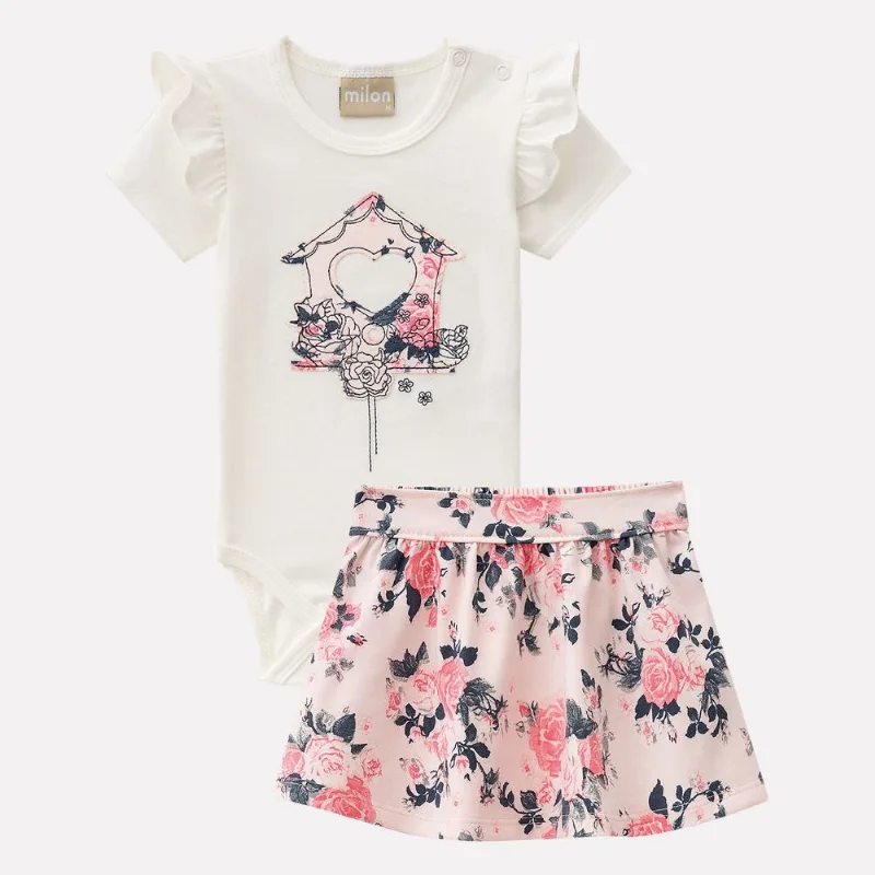 Conjunto Bebê Feminino Body + Saia Milon 11658.0452.P