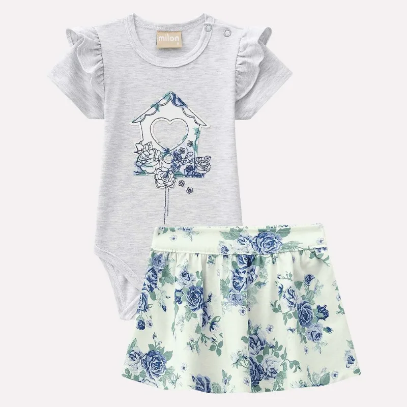 Conjunto Bebê Feminino Body + Saia Milon 11658.0467.M