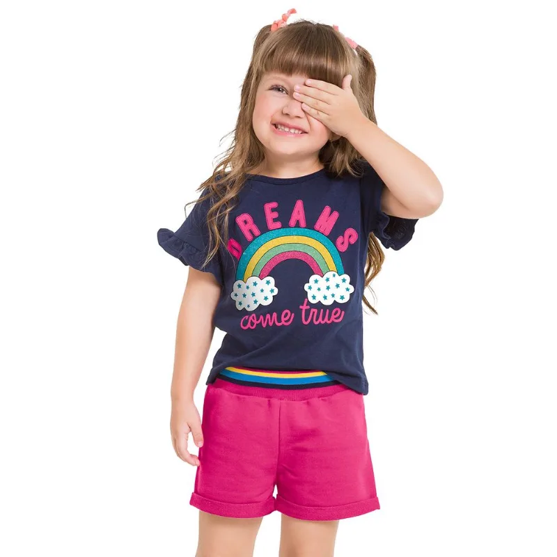Conjunto Infantil Feminino Blusa + Short Kyly 109649.0001.4