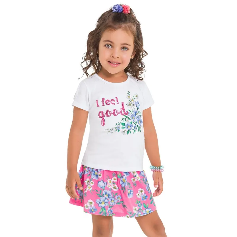 Conjunto Infantil Feminino Blusa + Saia Kyly 109652.0467.6