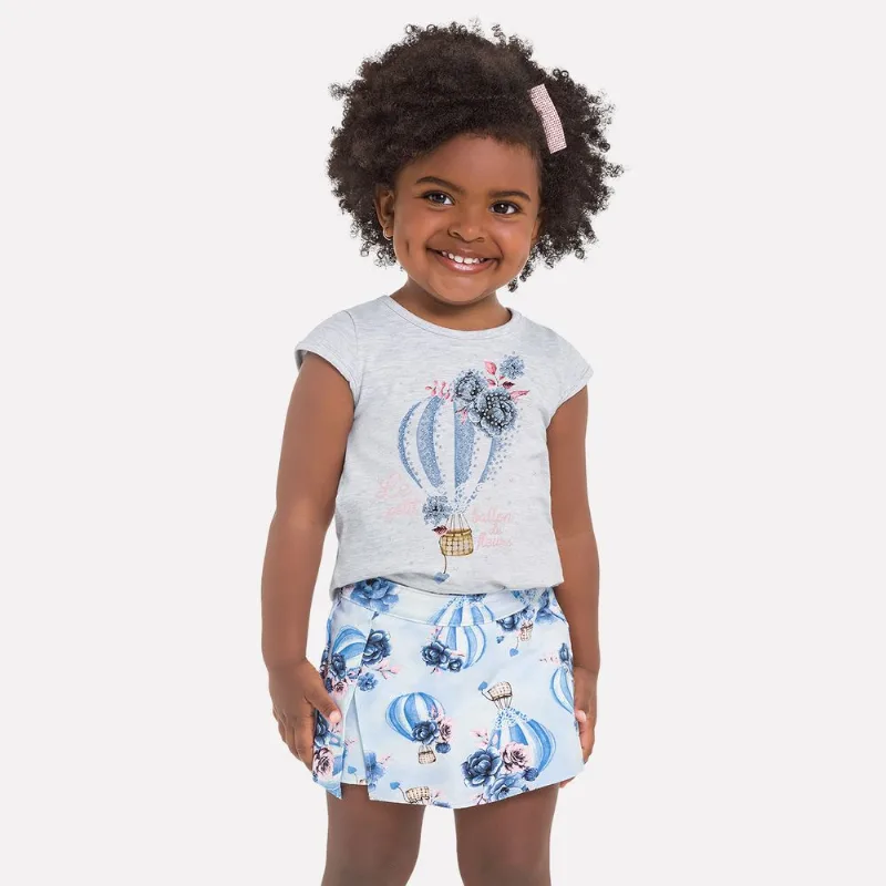 Conjunto Infantil Feminino Blusa + Short-Saia Milon 11692.0467.2