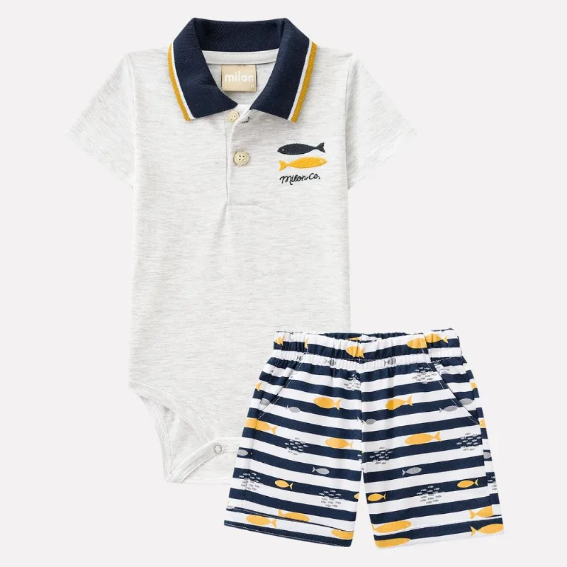Conjunto Infantil Masculino Body + Bermuda Milon 11772.0467.G