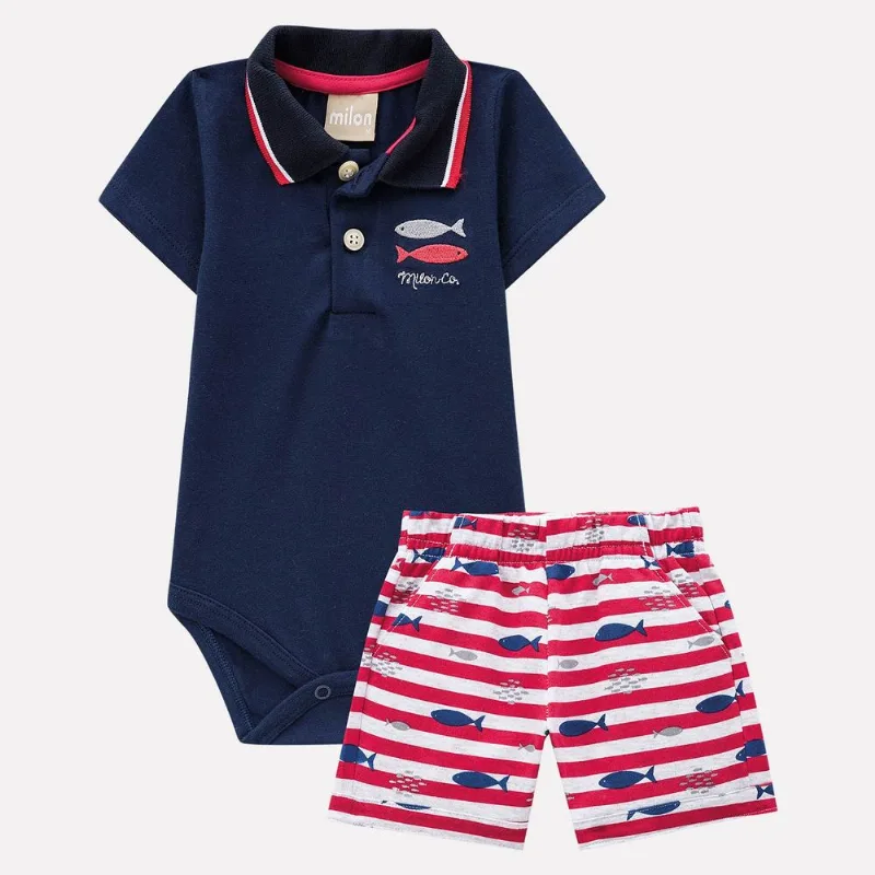 Conjunto Infantil Masculino Body + Bermuda Milon 11772.6826.G