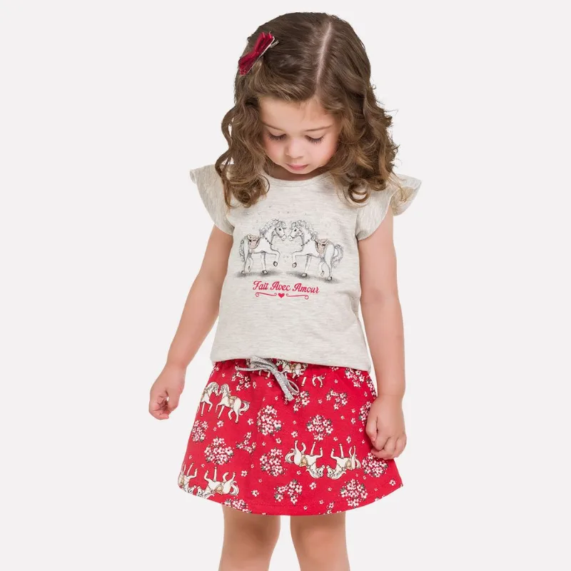 Conjunto Infantil Feminino Blusa + Saia Milon 11683.0452.1