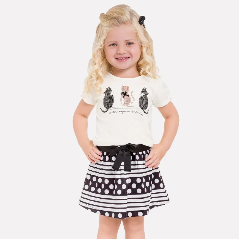 Conjunto Infantil Feminino Blusa + Saia Milon 11705.0452.G