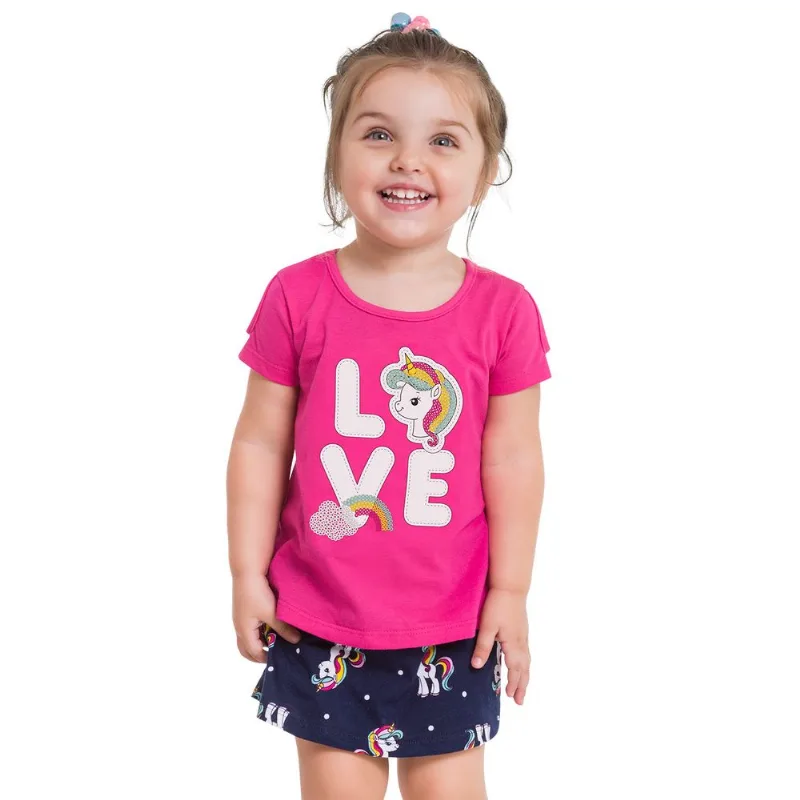 Conjunto Infantil Feminino Blusa + Short-Saia Kyly 109627.40064.3