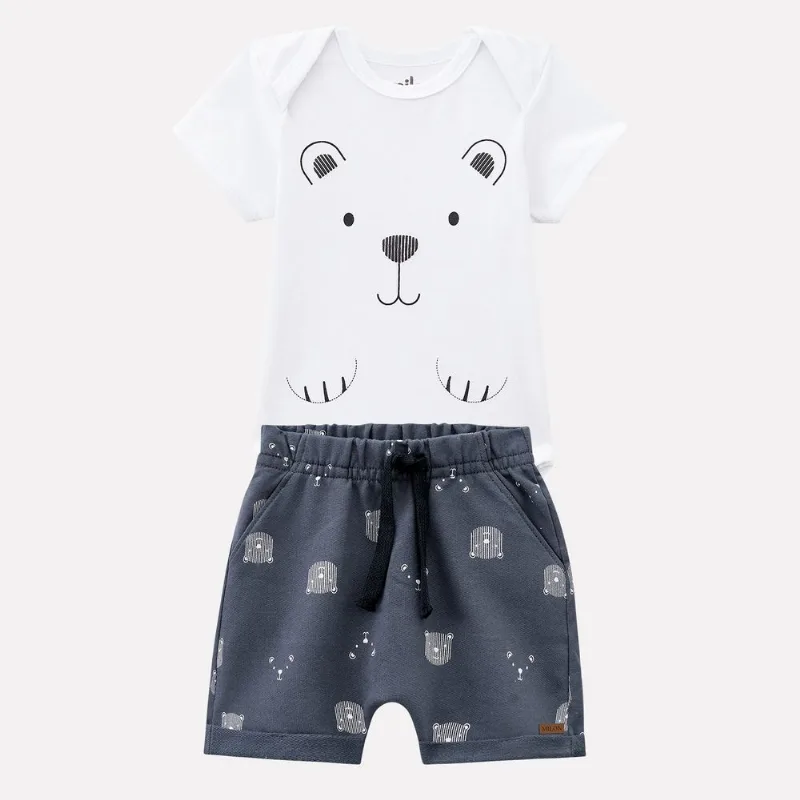 Conjunto Bebê Masculino Body + Bermuda Milon M6957.0001.P