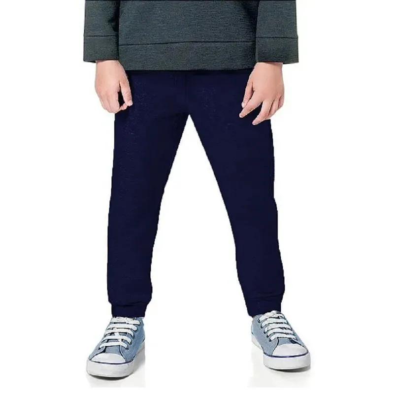 Calça Moletom Infantil Com Punho Flanelada Escola Tam 4 ao 8