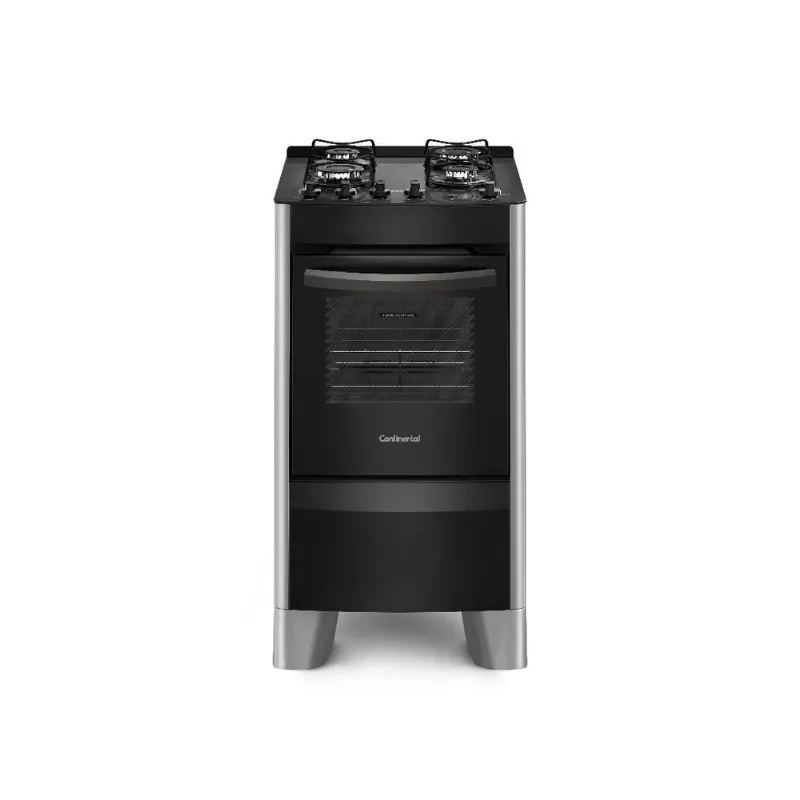 Fogão de Piso Continental FC4VS 4 Bocas Automático Prata com Mesa de Vidro Temperado - Bivolt