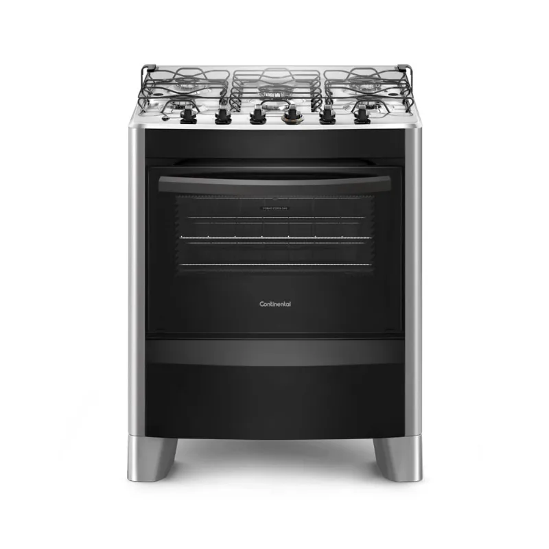 Fogão 5 Bocas Continental Automático Prata com Mesa de Inox (FC5CS)