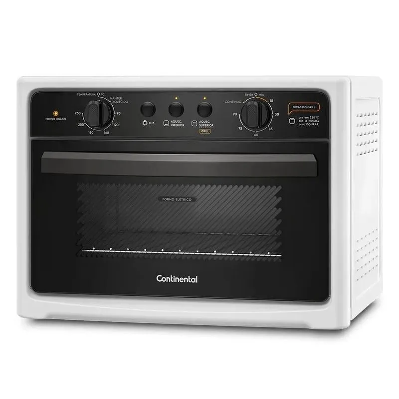 Forno Elétrico de Bancada Continental 44 Litros com Vidro Interno Removível Branco BC44B - 220 Volts Forno Elétrico de Bancada Continental 44 Litros com Vidro Interno Removível Branco BC44B - 220 Volts